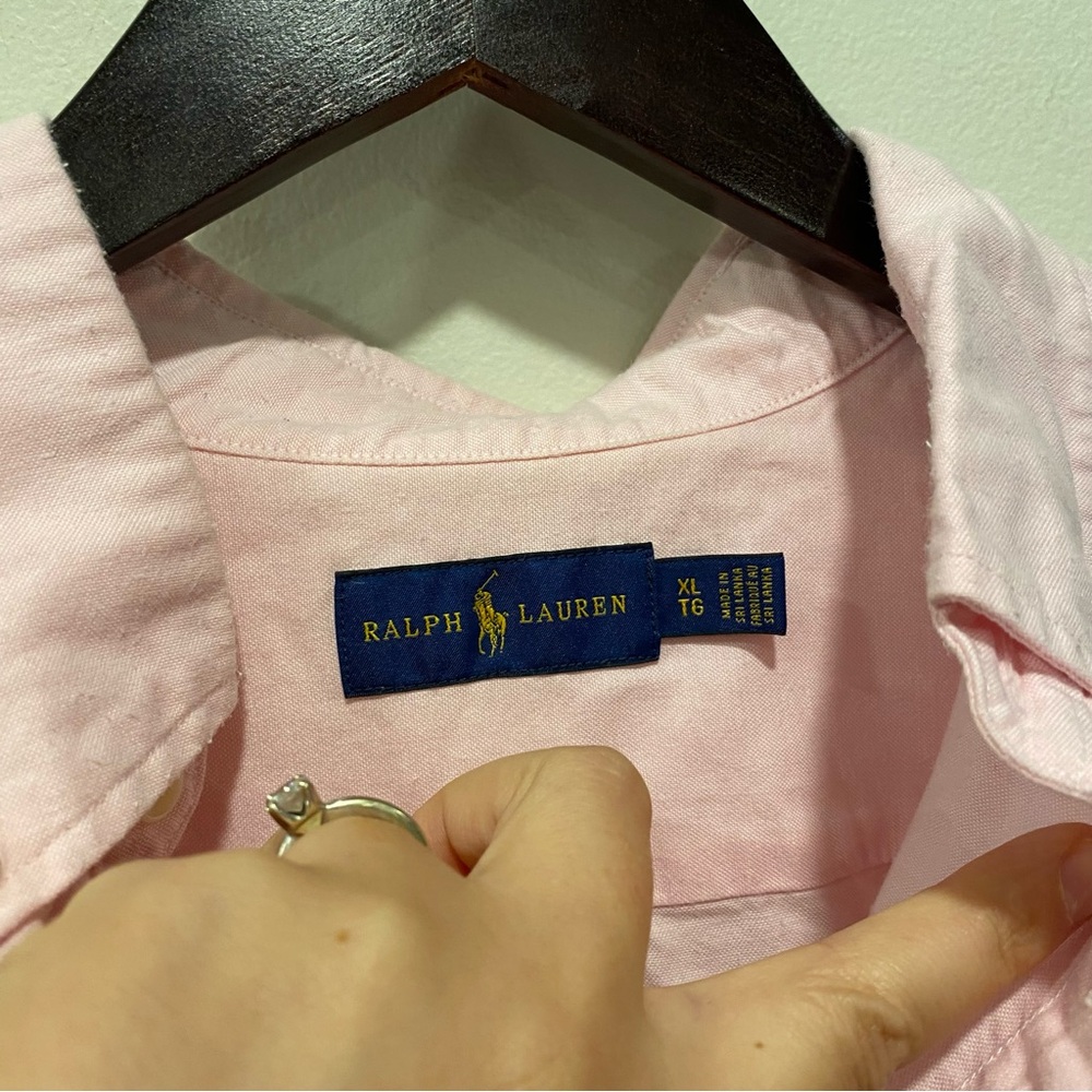 Ralph Lauren pink tie front button closure shirt size XL 100% cotton preppy - Picture 5 of 11
